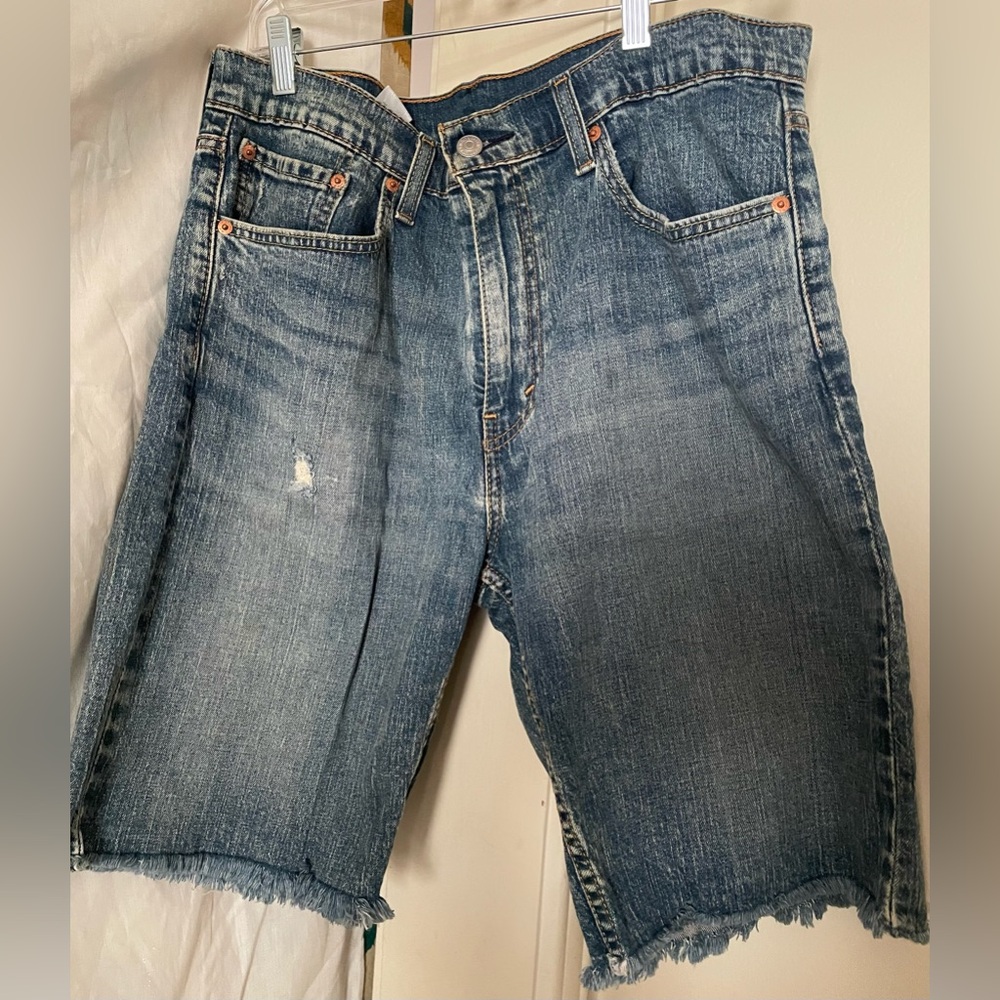 Levi's Men’s Blue Jean Cutoff Distressed Shorts waist 36 Normcore Beach Gropcore